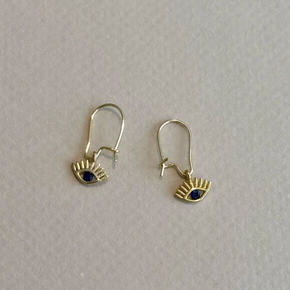 Gold Evil Eye Earrings R855 - Picture 1 of 3